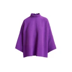 Essentiel Antwerp Purple oversized top with stand-up collar - Essentiel Antwerp Tops - Colorful Belgian Design - Shop at Coveti