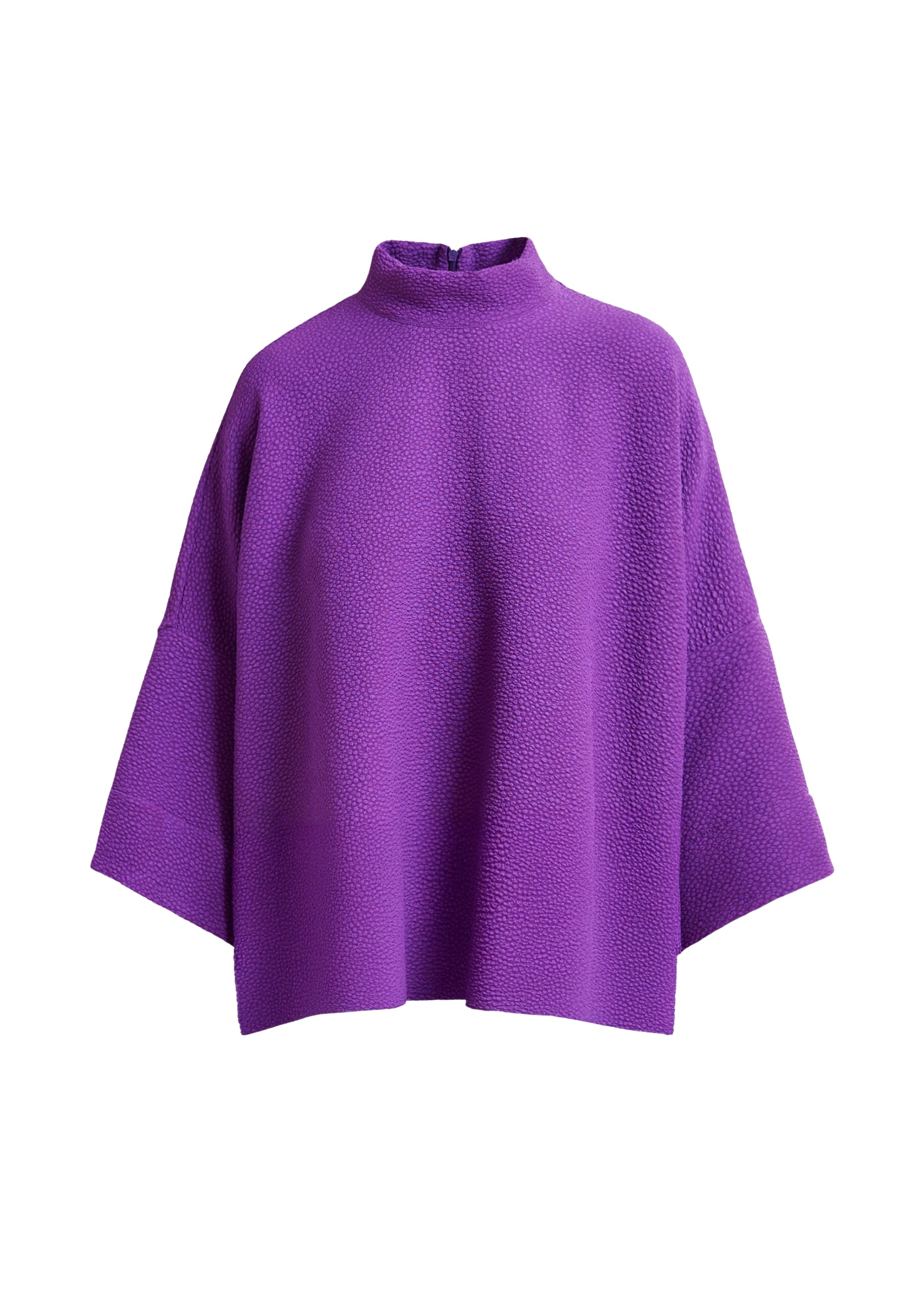 Essentiel Antwerp Purple oversized top with stand-up collar - Essentiel Antwerp Tops - Colorful Belgian Design - Shop at Coveti