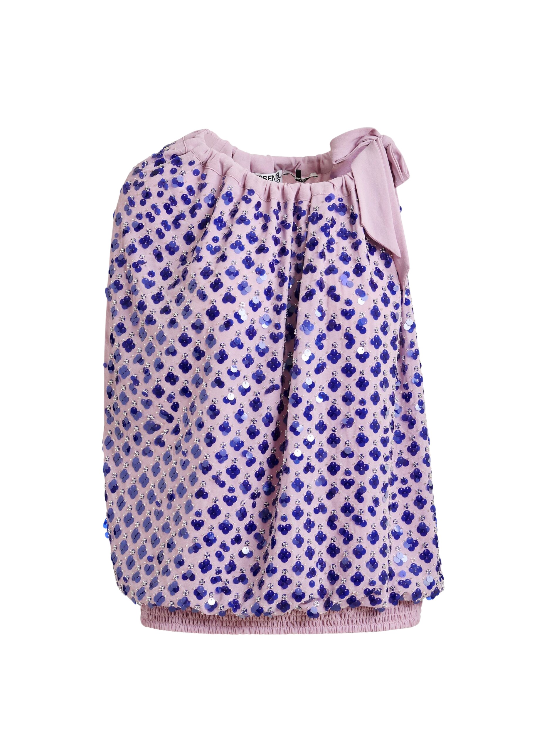 Essentiel Antwerp Purple sequin-embellished asymmetric top with neck-tie ribbon - Essentiel Antwerp Tops - Colorful Belgian Design - Shop at Coveti