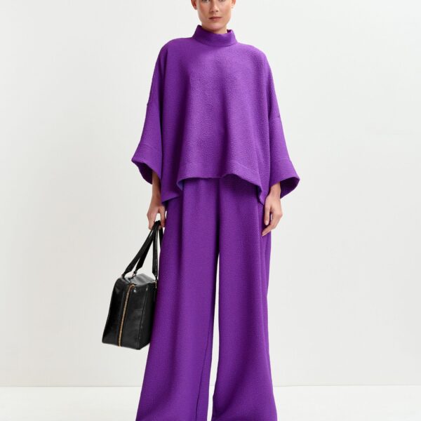 Essentiel Antwerp Purple wide-leg pants - Essentiel Antwerp Pants - Colorful Belgian Design - Shop at Coveti