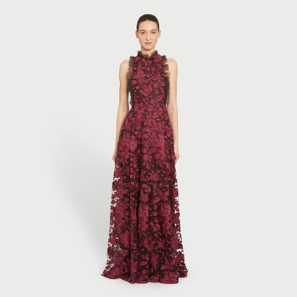 Giambattista Valli Raspberry Chimera Shawl Long Dress - Giambattista Valli Dresses - Romantic Couture - Shop at Coveti