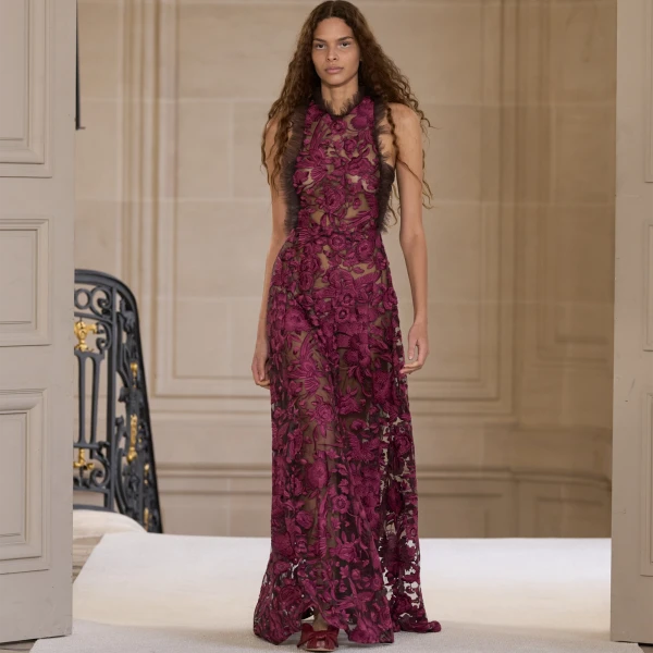 Giambattista Valli Raspberry Chimera Shawl Long Dress - Giambattista Valli Dresses - Romantic Couture - Shop at Coveti