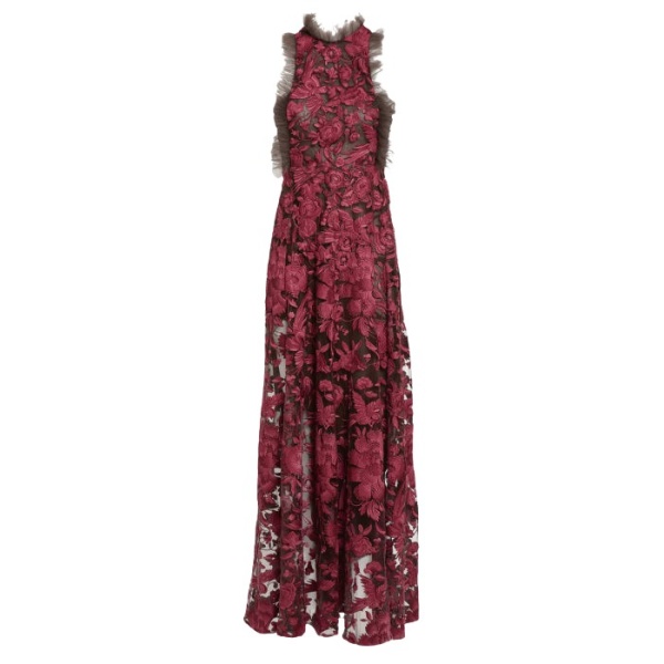 Giambattista Valli Raspberry Chimera Shawl Long Dress - Giambattista Valli Dresses - Romantic Couture - Shop at Coveti