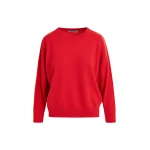 Essentiel Antwerp Red and orange knitted sweater with fitted waist - Essentiel Antwerp Knitwear - Colorful Belgian Design - Shop at Coveti