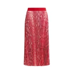 Essentiel Antwerp Red and orange snakeprint pleated skirt - Essentiel Antwerp Skirts - Colorful Belgian Design - Shop at Coveti