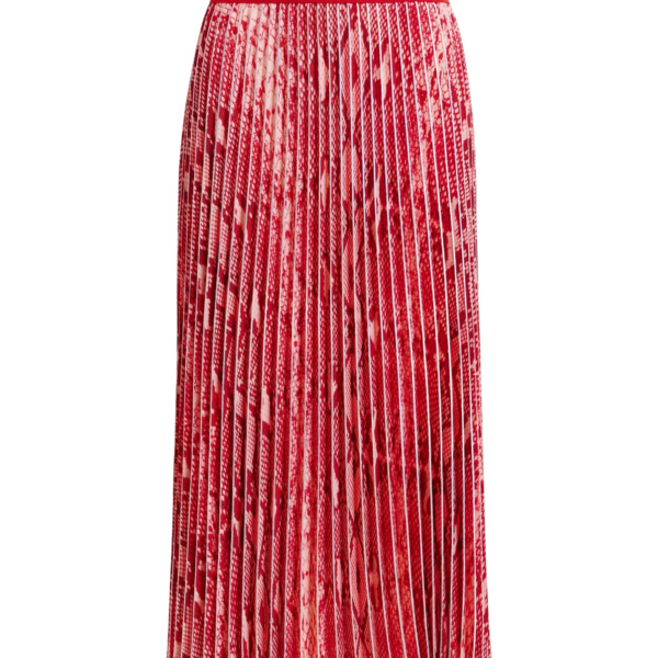 Essentiel Antwerp Red and orange snakeprint pleated skirt - Essentiel Antwerp Skirts - Colorful Belgian Design - Shop at Coveti