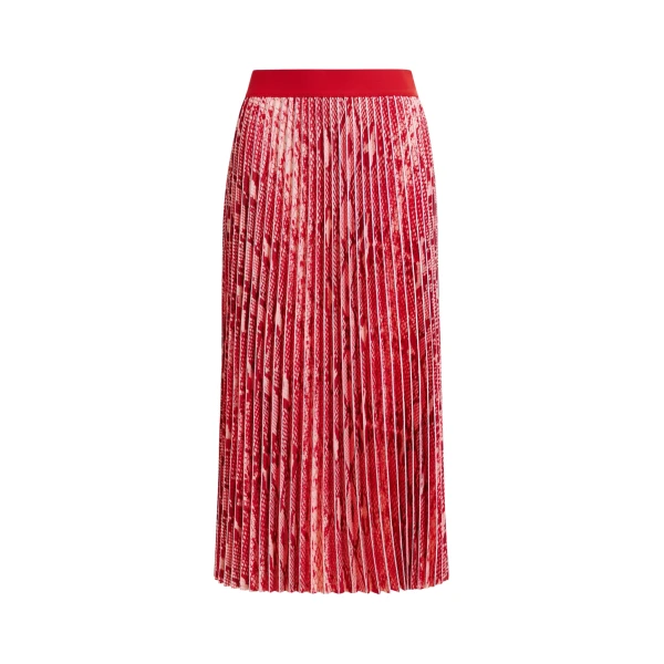 Essentiel Antwerp Red and orange snakeprint pleated skirt - Essentiel Antwerp Skirts - Colorful Belgian Design - Shop at Coveti