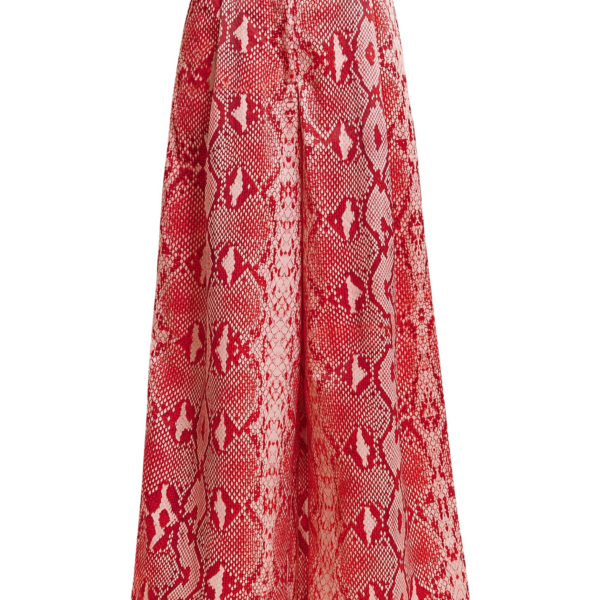 Essentiel Antwerp Red and orange snakeprint wide-leg pants - Essentiel Antwerp Pants - Colorful Belgian Design - Shop at Coveti