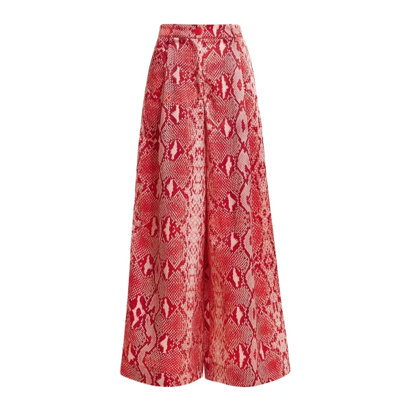 Essentiel Antwerp Red and orange snakeprint wide-leg pants - Essentiel Antwerp Pants - Colorful Belgian Design - Shop at Coveti