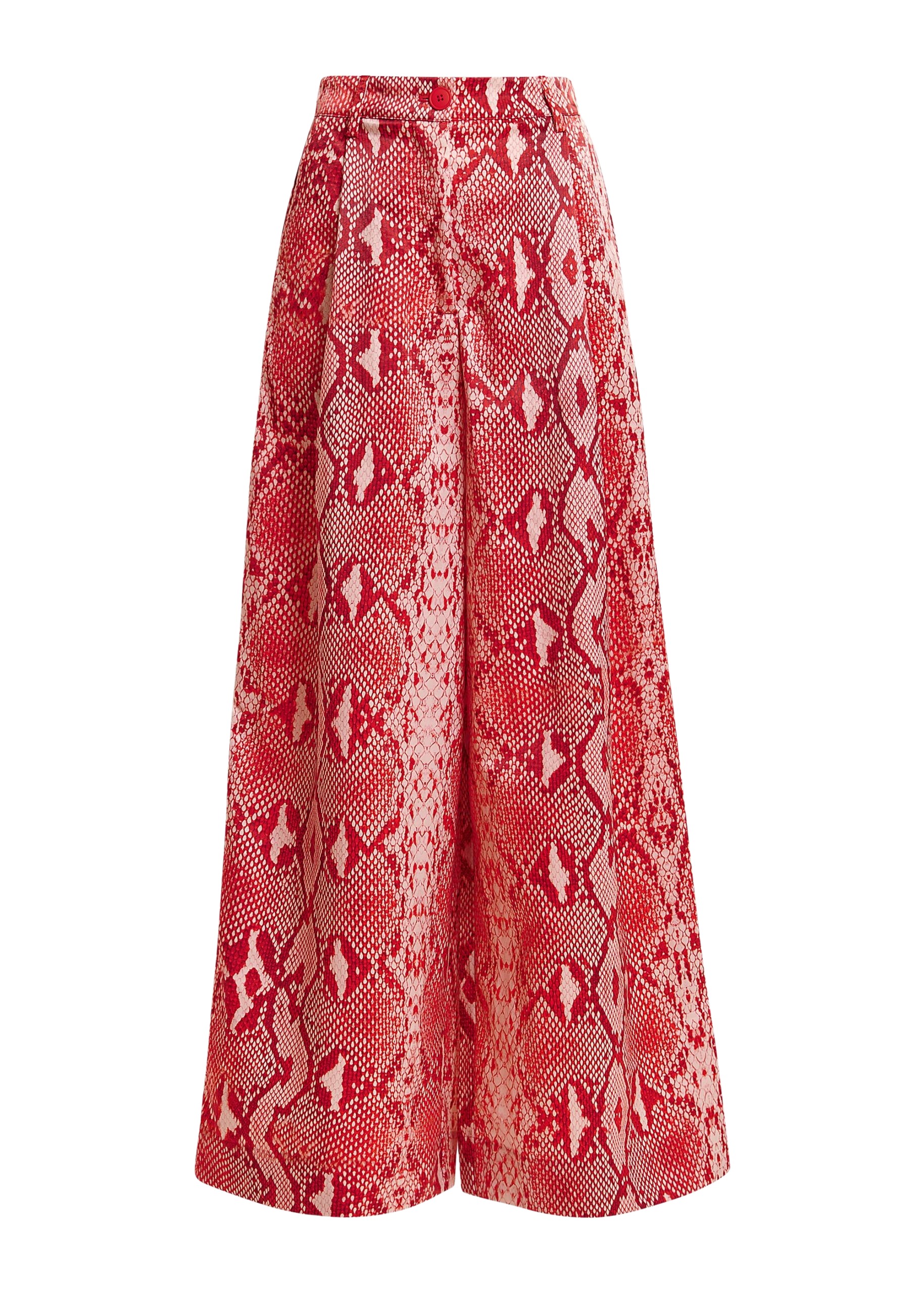 Essentiel Antwerp Red and orange snakeprint wide-leg pants
