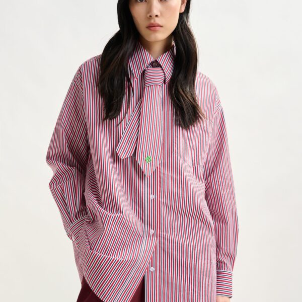 blue and white striped shirt with removable tie - Essentiel Antwerp Shirts - Colorful Belgian Design - Shop at Coveti
