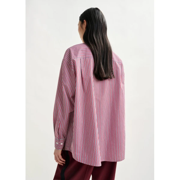 Essentiel Antwerp Red, blue and white striped shirt with removable tie, view 5