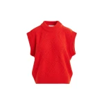 Essentiel Antwerp Red cable-knit sleeveless wool-blend sweater - Essentiel Antwerp Knitwear - Colorful Belgian Design - Shop at Coveti