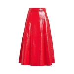 Essentiel Antwerp Red faux leather midi skirt - Essentiel Antwerp Skirts - Colorful Belgian Design - Shop at Coveti