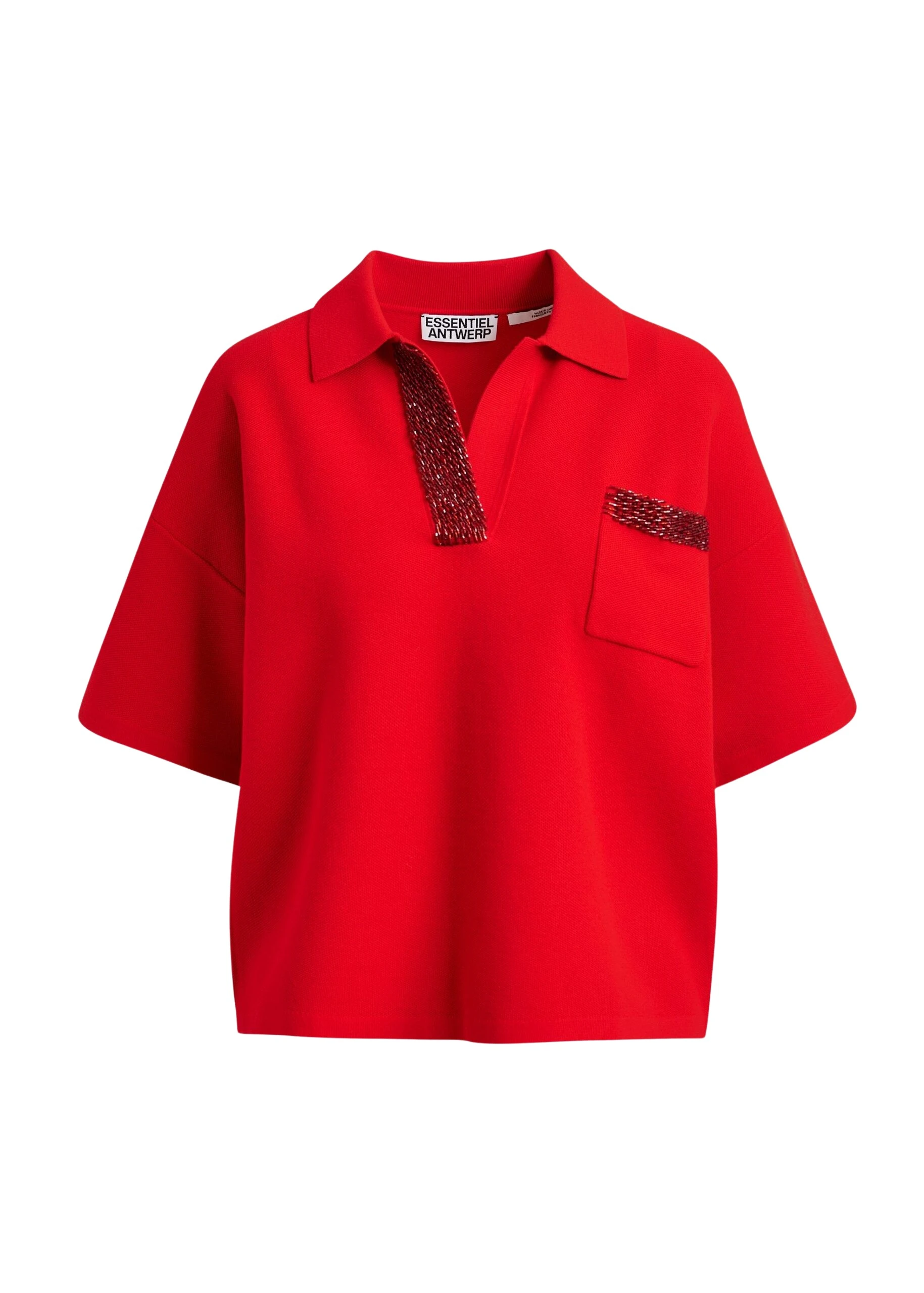 Red-polo-top-with-bead-embellishments-Essentiel-Antwerp-Tops-scaled78414_nobg Essentiel Antwerp Red polo top with bead embellishments - Essentiel Antwerp Tops - Colorful Belgian Design - Shop at Coveti