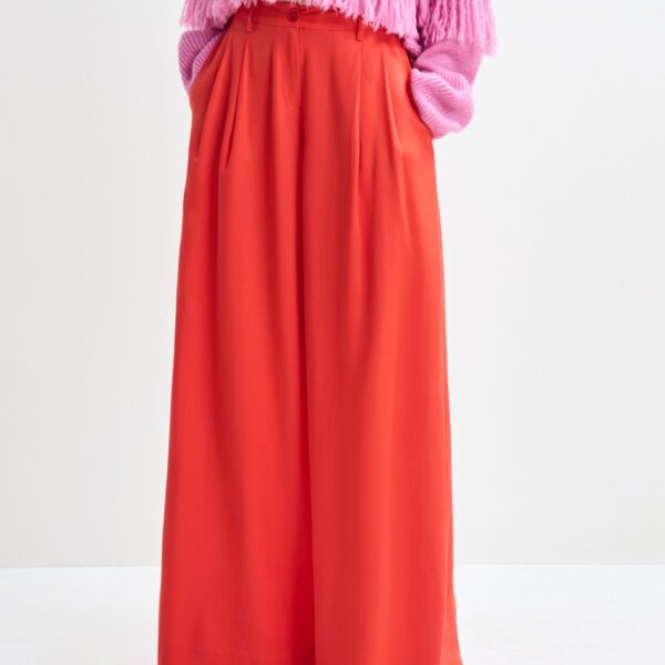 Essentiel Antwerp Red wide-leg pants - Essentiel Antwerp Pants - Colorful Belgian Design - Shop at Coveti