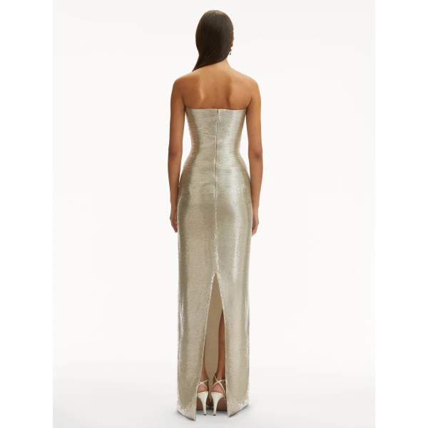 Oscar de la Renta Rosette Bugle Bead Column Gown - Oscar de la Renta Dresses - American Couture - Shop at Coveti