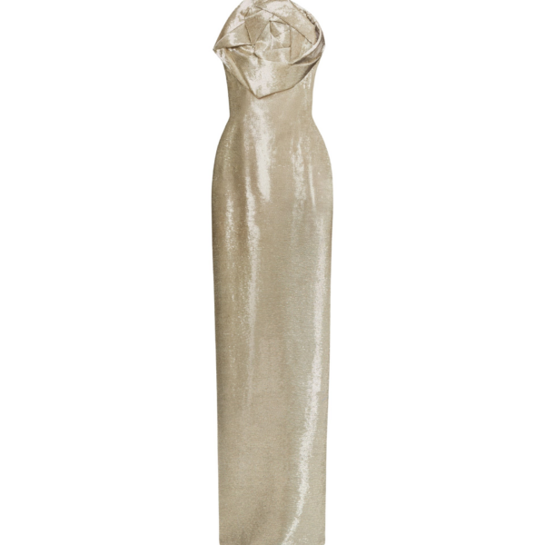Oscar de la Renta Rosette Bugle Bead Column Gown - Oscar de la Renta Dresses - American Couture - Shop at Coveti