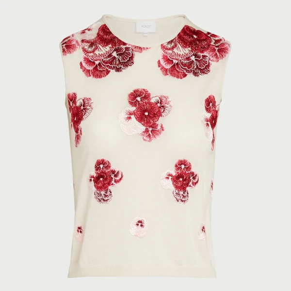 Giambattista Valli Ruby Pansies Cashmere Tank Top - Giambattista Valli Tops - Romantic Couture - Shop at Coveti