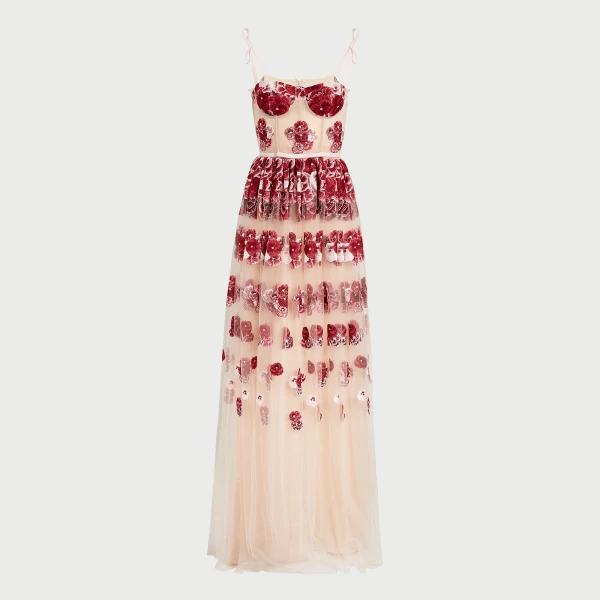 Giambattista Valli Ruby Pansies Embroidered Tulle Dress - Giambattista Valli Dresses - Romantic Couture - Shop at Coveti