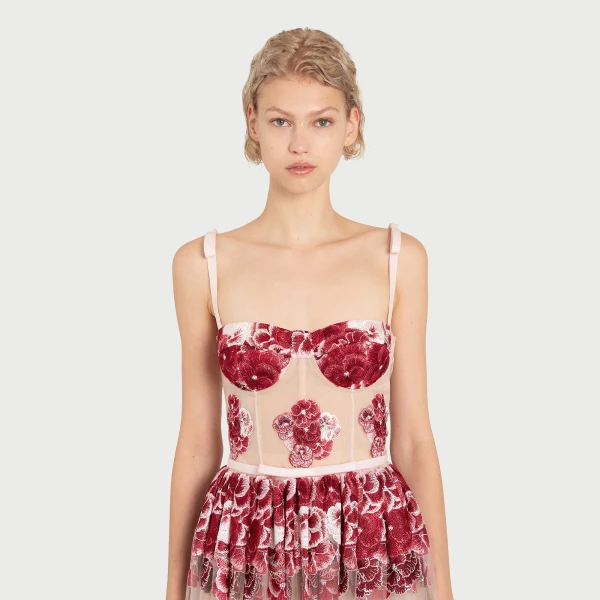 Giambattista Valli Ruby Pansies Embroidered Tulle Dress - Giambattista Valli Dresses - Romantic Couture - Shop at Coveti
