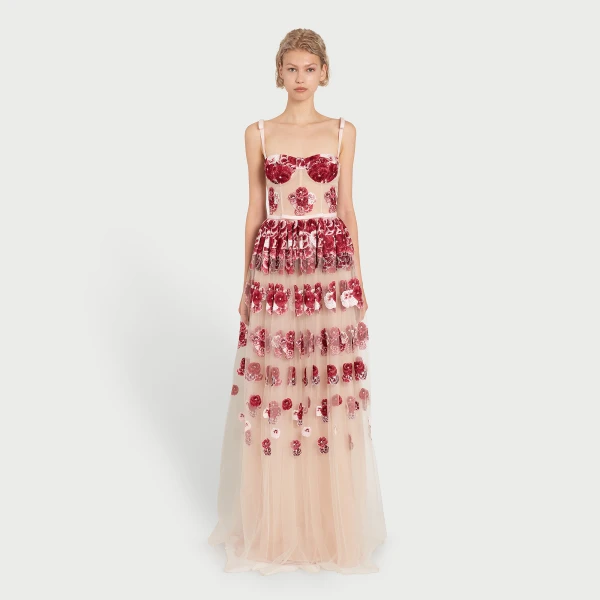 Giambattista Valli Ruby Pansies Embroidered Tulle Dress - Giambattista Valli Dresses - Romantic Couture - Shop at Coveti