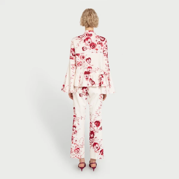 Giambattista Valli Ruby Pansies Ivory Poplin Blouse - Giambattista Valli Tops - Romantic Couture - Shop at Coveti