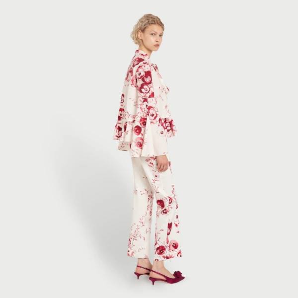 Giambattista Valli Ruby Pansies Ivory Poplin Blouse - Giambattista Valli Tops - Romantic Couture - Shop at Coveti