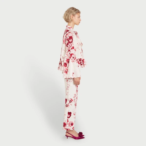Giambattista Valli Ruby Pansies Ivory Poplin Blouse - Giambattista Valli Tops - Romantic Couture - Shop at Coveti