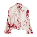 Giambattista Valli Ruby Pansies Ivory Poplin Blouse - Giambattista Valli Tops - Romantic Couture - Shop at Coveti