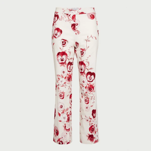 Giambattista Valli Ruby Pansies Ivory Straight-Leg Pants - Giambattista Valli Pants - Romantic Couture - Shop at Coveti