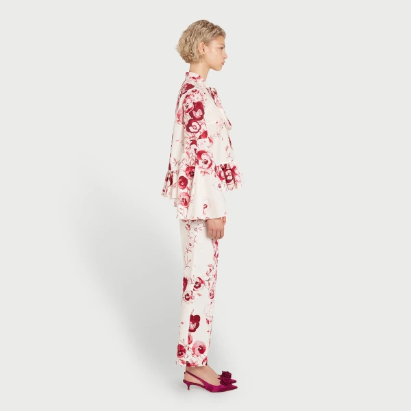 Giambattista Valli Ruby Pansies Ivory Straight-Leg Pants - Giambattista Valli Pants - Romantic Couture - Shop at Coveti