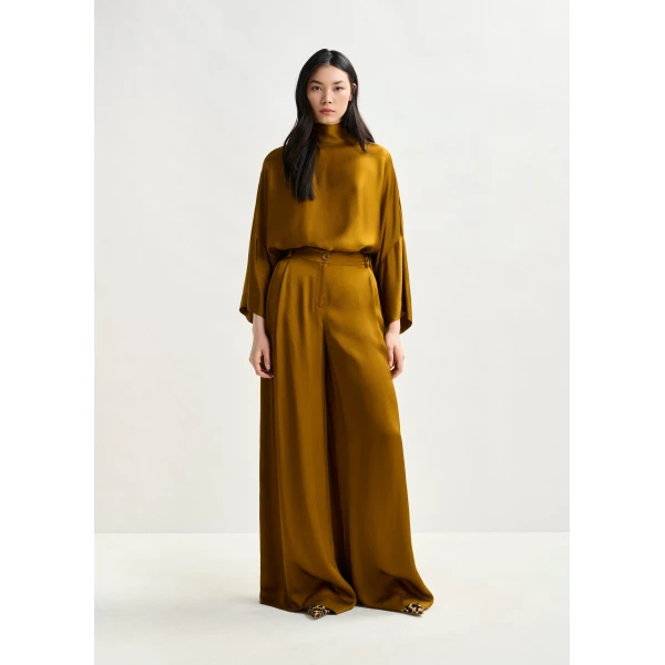 Essentiel Antwerp Rust wide-leg satin pants, view 2