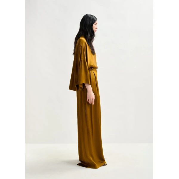Essentiel Antwerp Rust wide-leg satin pants, view 4