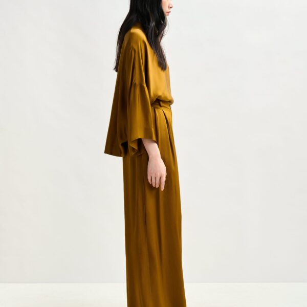 Essentiel Antwerp Rust wide-leg satin pants - Essentiel Antwerp Pants - Colorful Belgian Design - Shop at Coveti