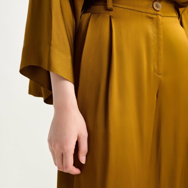 Essentiel Antwerp Rust wide-leg satin pants - Essentiel Antwerp Pants - Colorful Belgian Design - Shop at Coveti