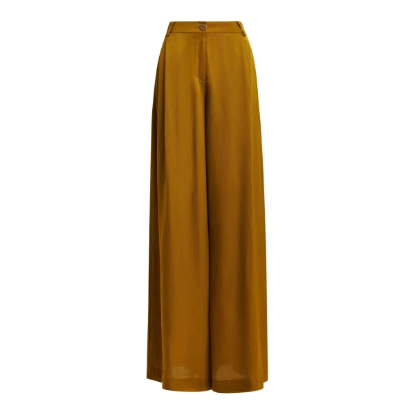 Essentiel Antwerp Rust wide-leg satin pants - Essentiel Antwerp Pants - Colorful Belgian Design - Shop at Coveti