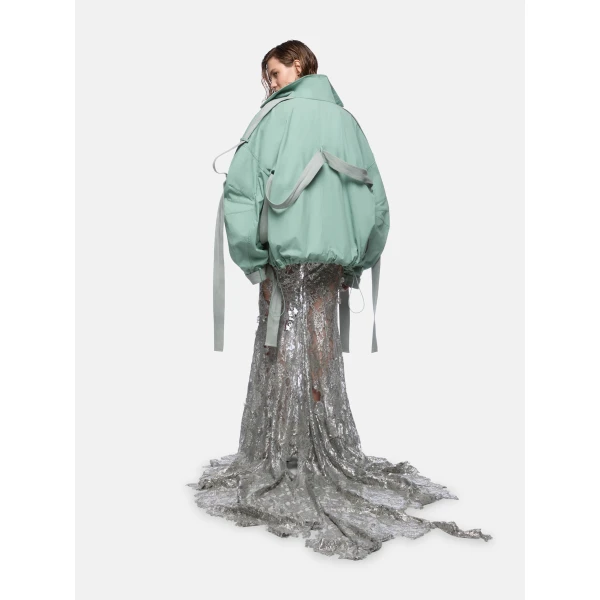 The Attico Sage Green Bomber Jacket, view 3