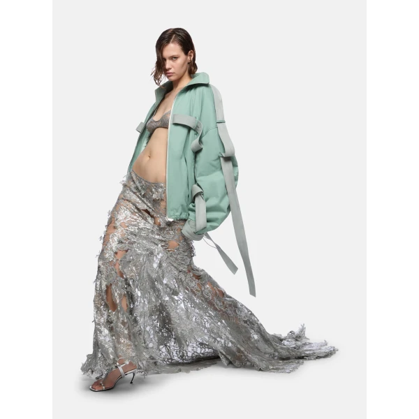 The Attico Sage Green Bomber Jacket, view 4