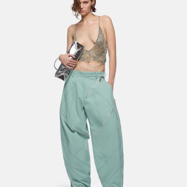 The Attico Sage Green Long Pant - The Attico Pants - Designed by Gilda Ambrosio & Giorgia Tordini - Shop at Coveti