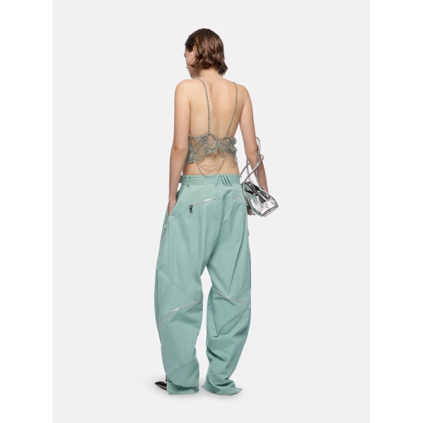 The Attico Sage Green Long Pant, view 3