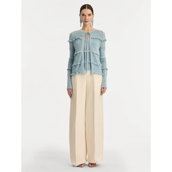 Oscar de la Renta Scallop Trim Cardigan - Oscar de la Renta Knitwear - American Couture - Shop at Coveti