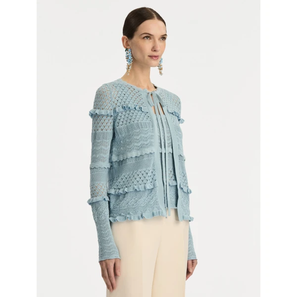 Oscar de la Renta Scallop Trim Cardigan - Oscar de la Renta Knitwear - American Couture - Shop at Coveti