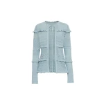 Oscar de la Renta Scallop Trim Cardigan - Oscar de la Renta Knitwear - American Couture - Shop at Coveti