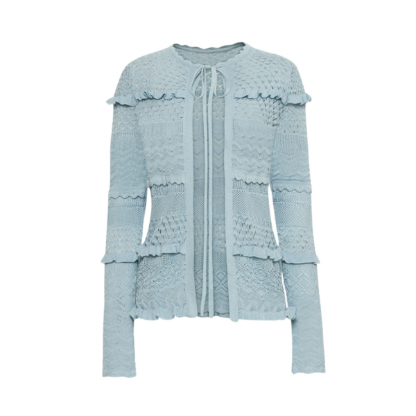Oscar de la Renta Scallop Trim Cardigan - Oscar de la Renta Knitwear - American Couture - Shop at Coveti