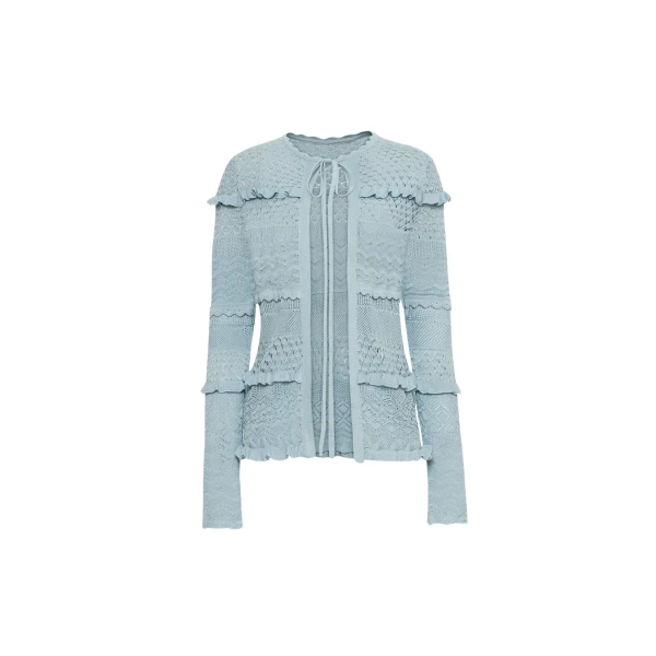 Oscar de la Renta Scallop Trim Cardigan - Oscar de la Renta Knitwear - American Couture - Shop at Coveti