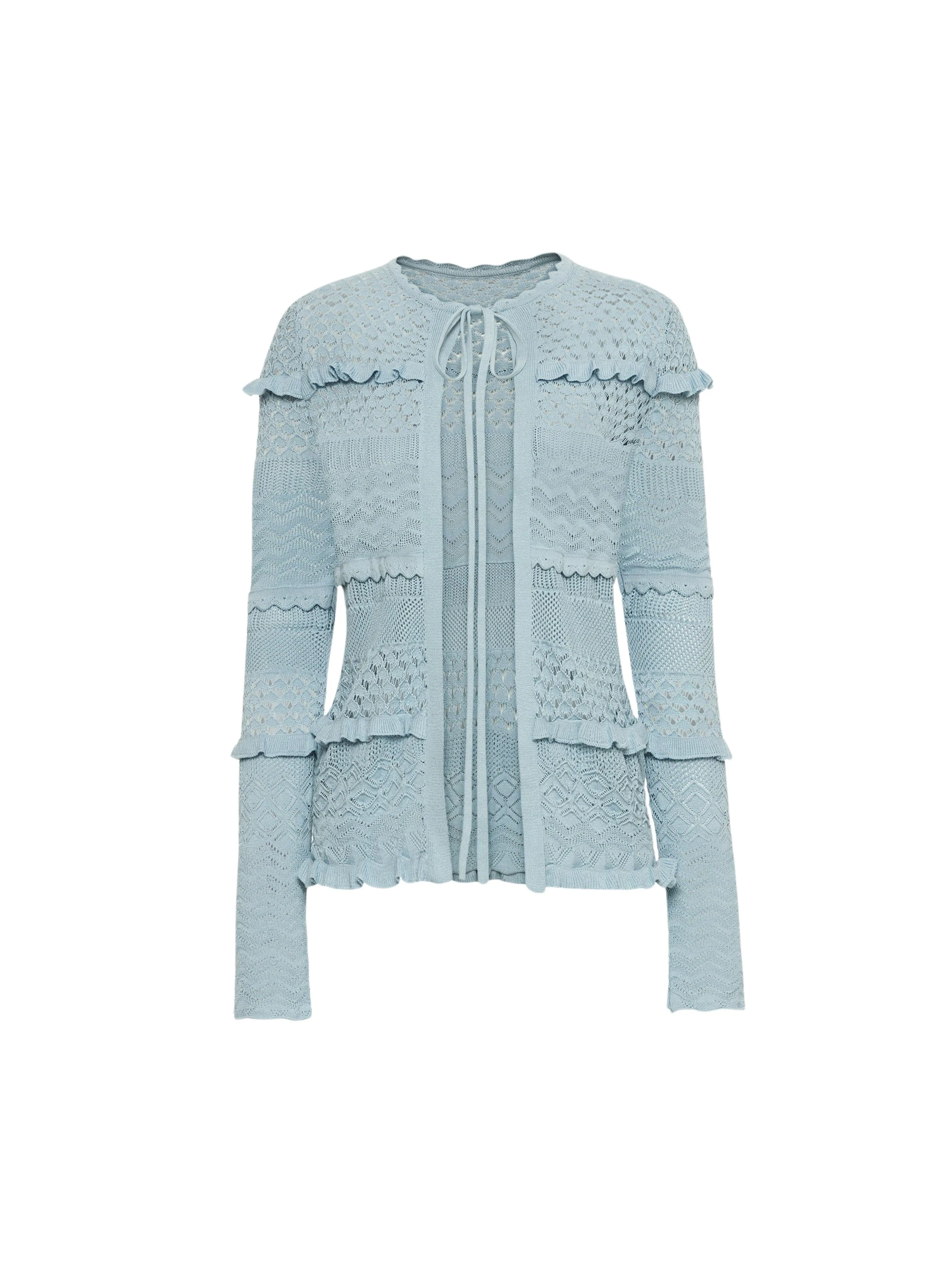 Scallop-Trim-Cardigan-Oscar-de-la-Renta-Knitwear28384_nobg Oscar de la Renta Scallop Trim Cardigan - Oscar de la Renta Knitwear - American Couture - Shop at Coveti