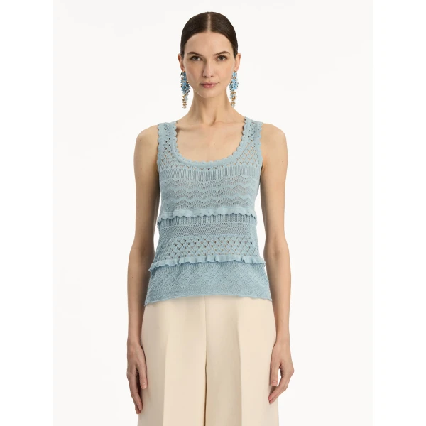 Oscar de la Renta Scallop Trim Tank - Oscar de la Renta Tops - American Couture - Shop at Coveti