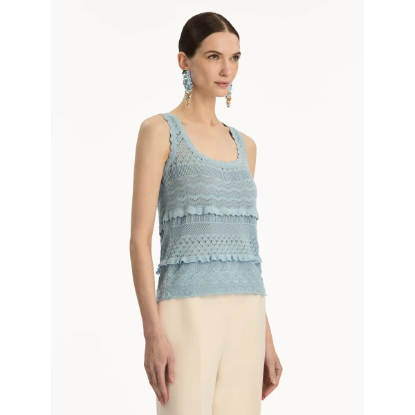 Oscar de la Renta Scallop Trim Tank - Oscar de la Renta Tops - American Couture - Shop at Coveti
