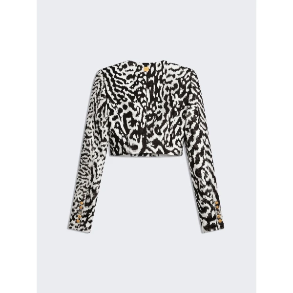 Schiaparelli Animal Print Collarless Short Jacket Jackets in Schiaparelli Authentic Luxury Fashion at Coveti